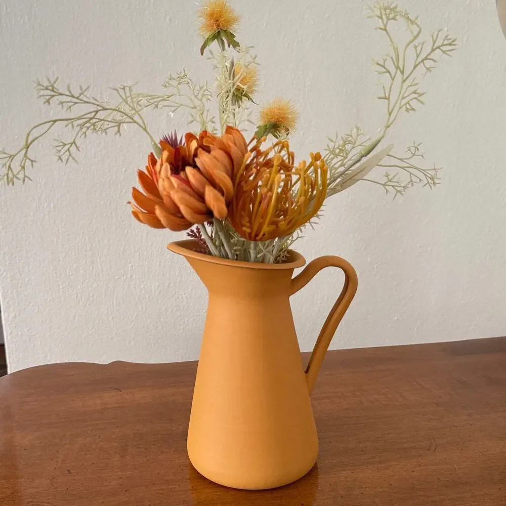 IKEA SOCKERART Mustard Yellow Pitcher with Arrangement 6 5/8